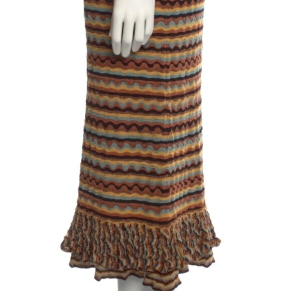 NWT Ulla Johnson Cosette Striped Neutral Knit Midi Skirt in Tiger's Eye P $650 - Picture 10 of 16